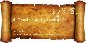 Örmény Balambér névjegykártya